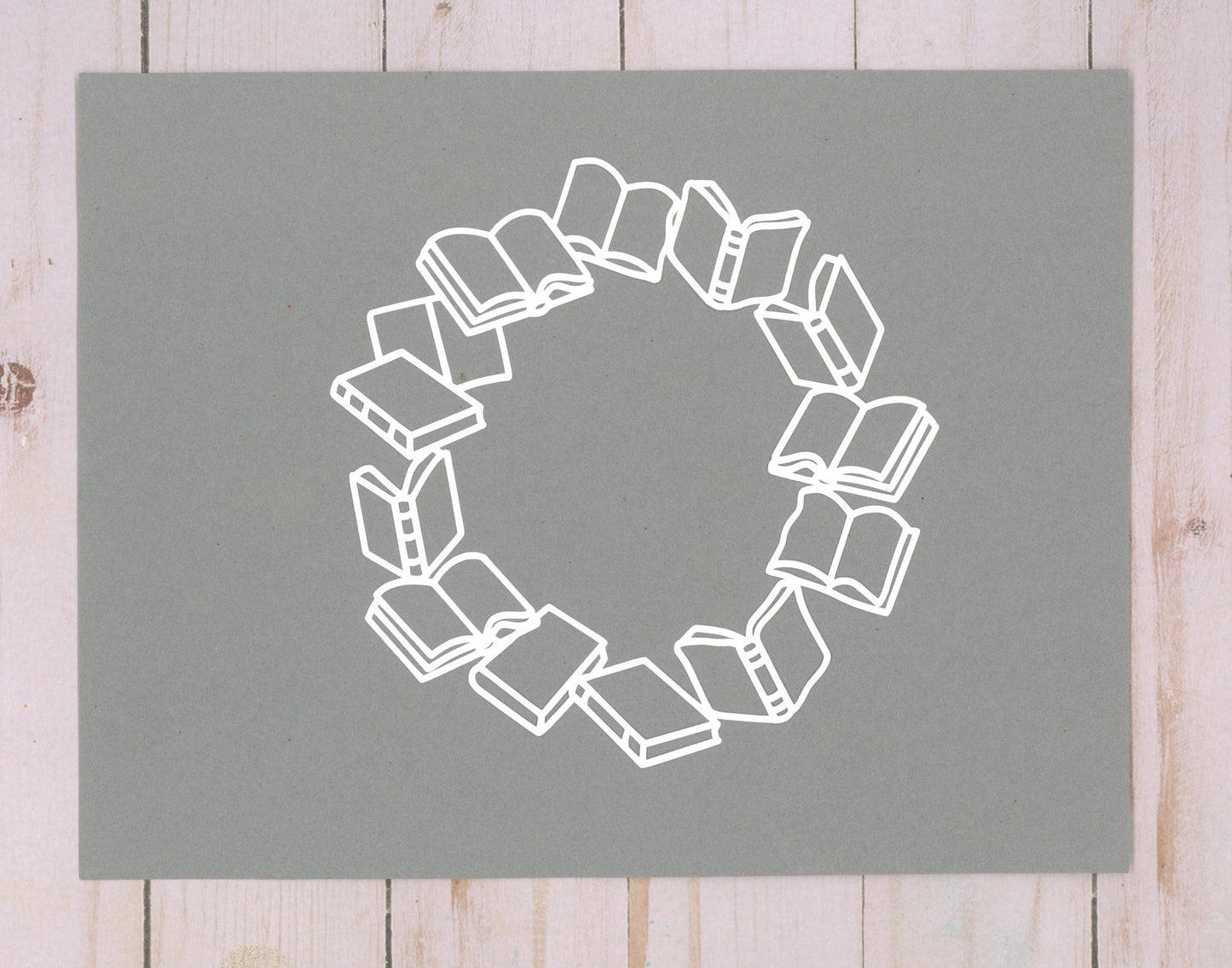 Books Wreath Cardstock Cut