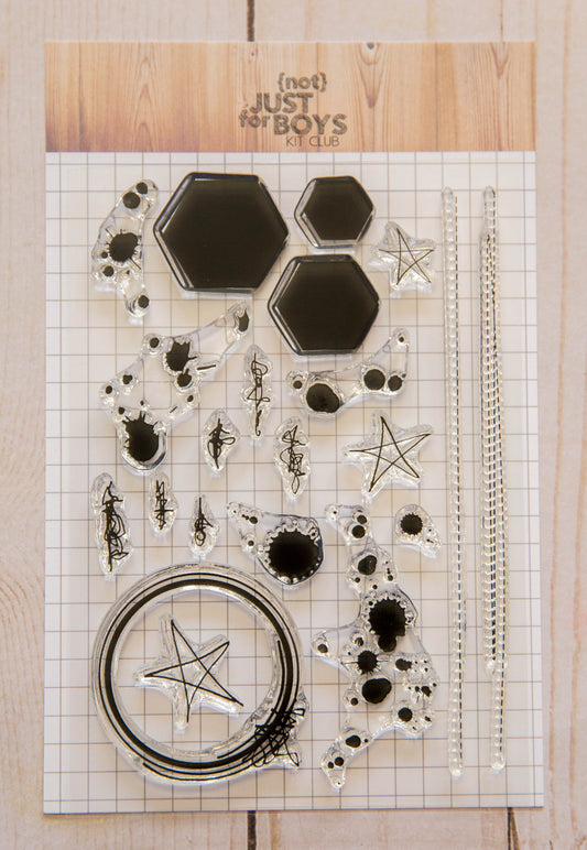 "Scribbles, Splatters, & Stitches" 4x6 Stamp Set