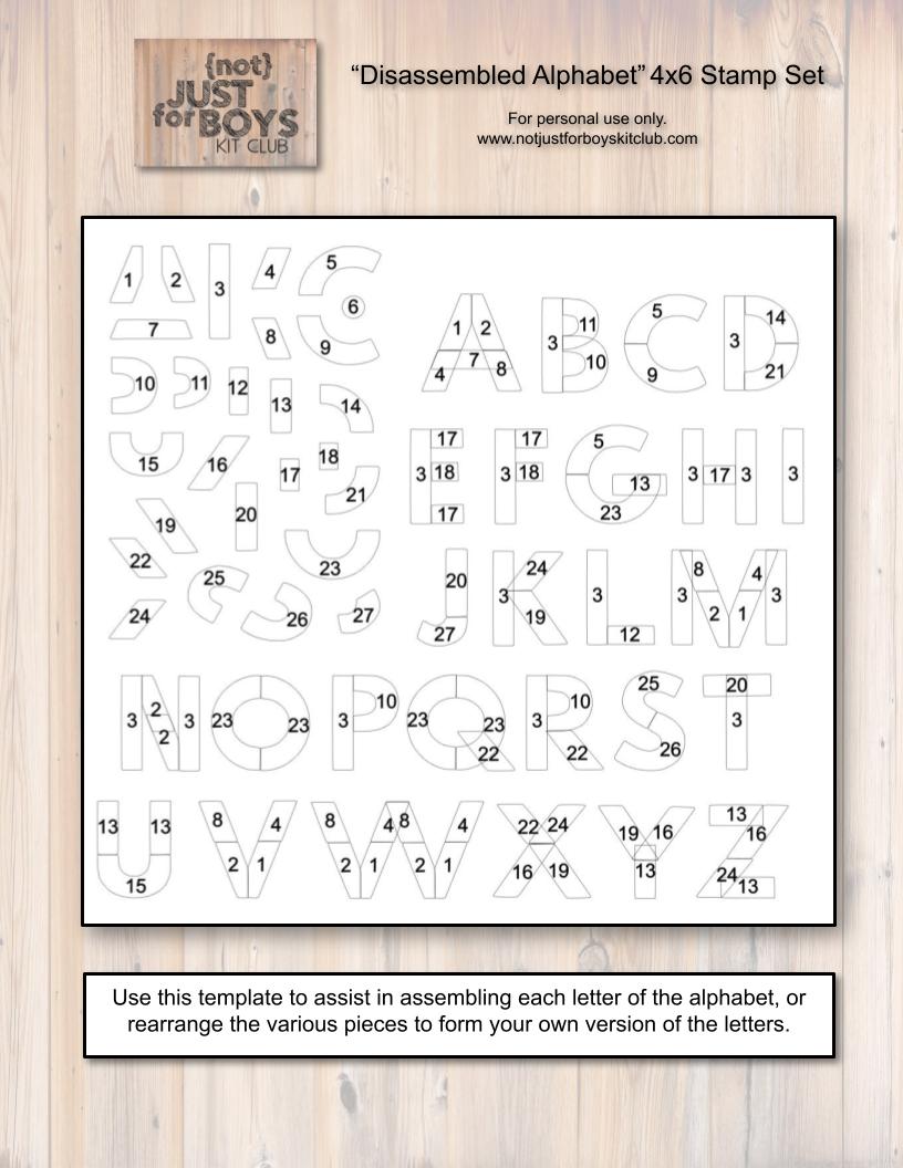 "Disassembled Alphabet" 4x6 Stamp Set