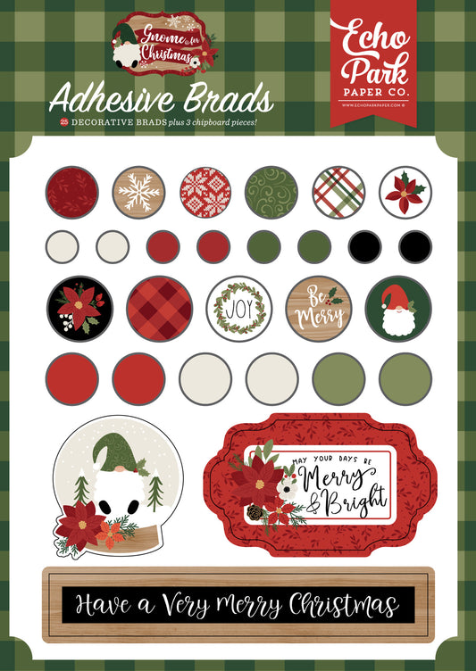 "Gnome for Christmas" Adhesive Brads