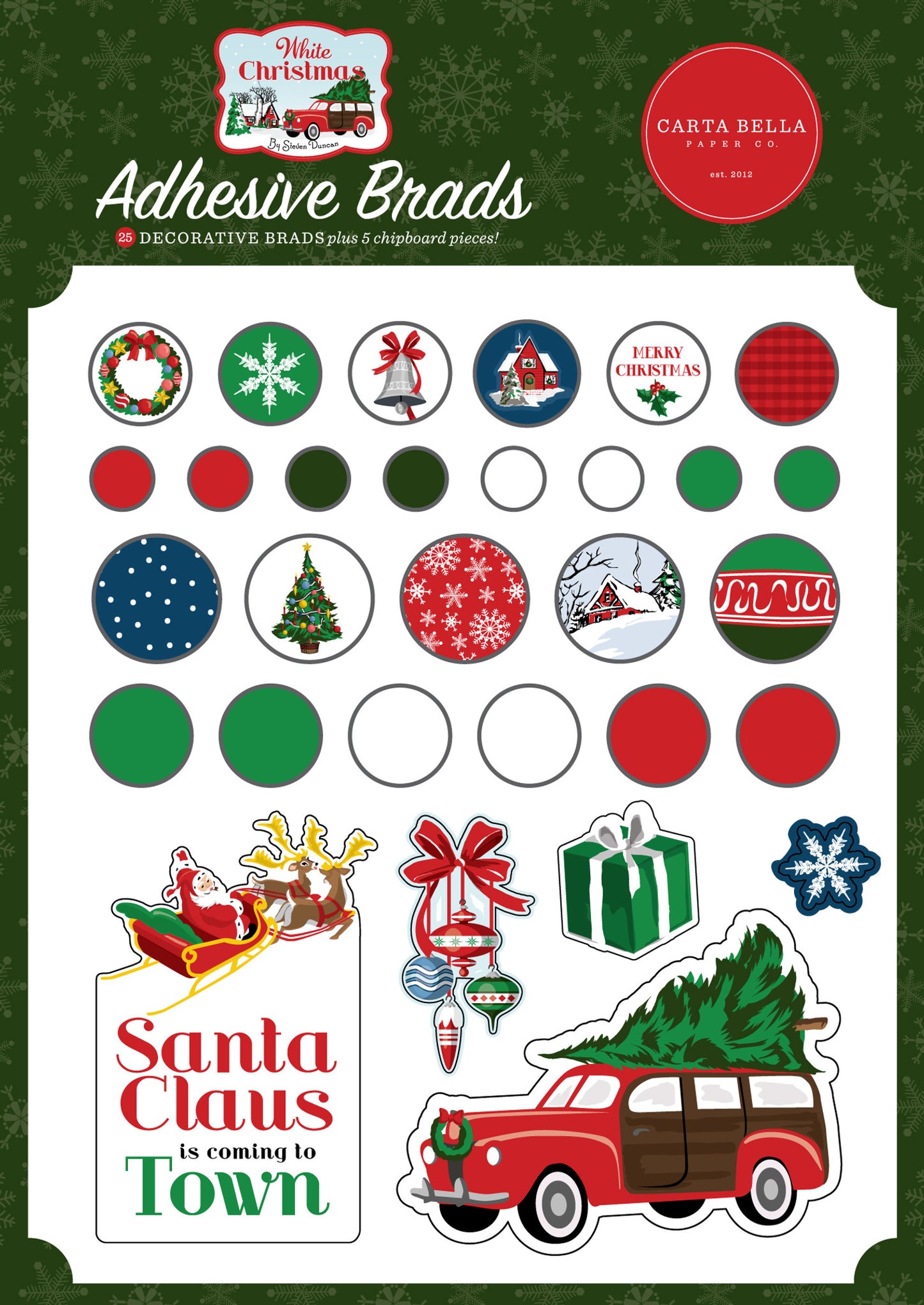 "White Christmas" Adhesive Brads