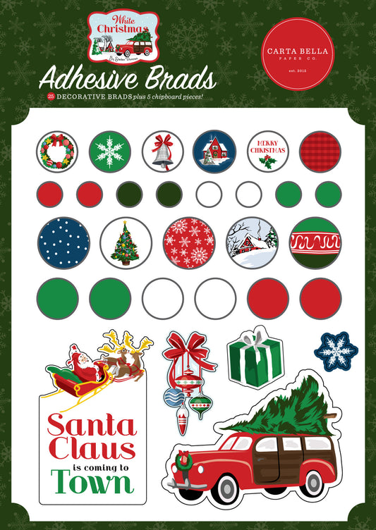 "White Christmas" Adhesive Brads