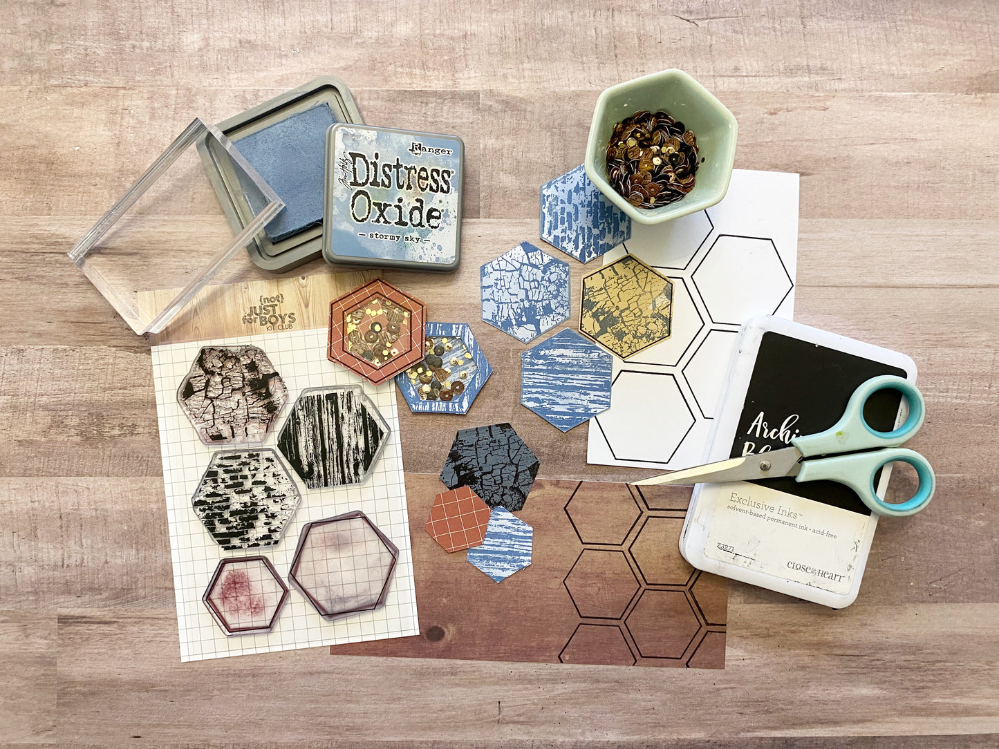 "Hexagon Textures" NJFB 4x6 Stamp Set