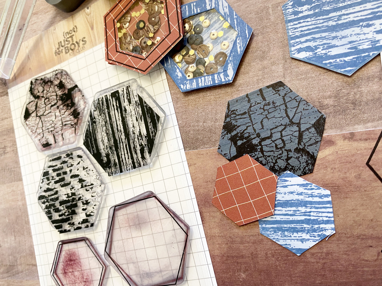 "Hexagon Textures" NJFB 4x6 Stamp Set
