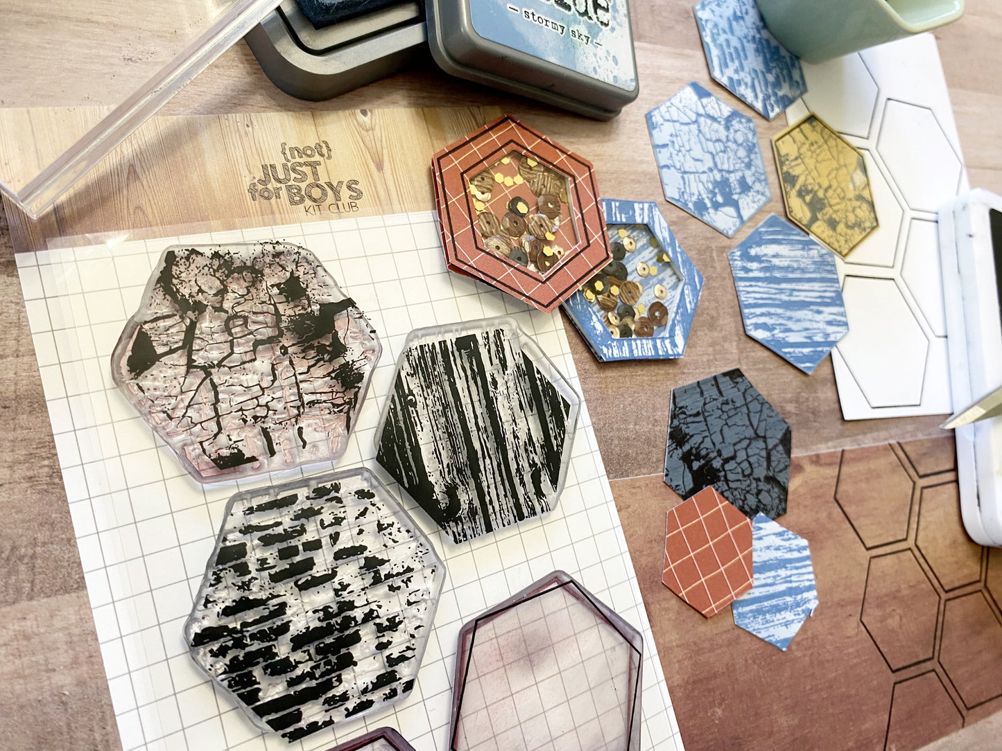 "Hexagon Textures" NJFB 4x6 Stamp Set