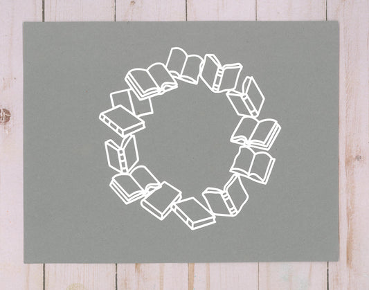 Books Wreath Cardstock Cut