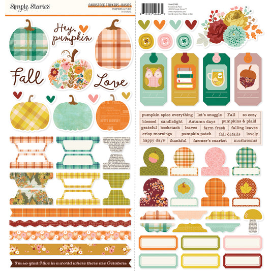 "Pumpkins & Plaid" Cardstock Stickers Basics