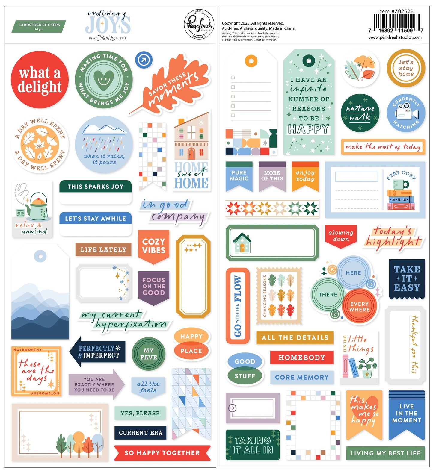 "Ordinary Joys" Cardstock Stickers