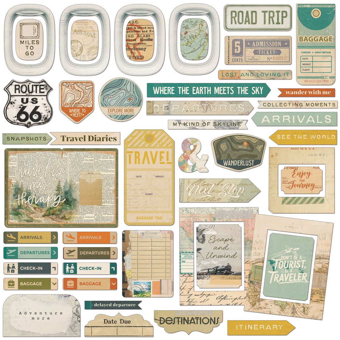 "Travel Diaries" Chipboard Set