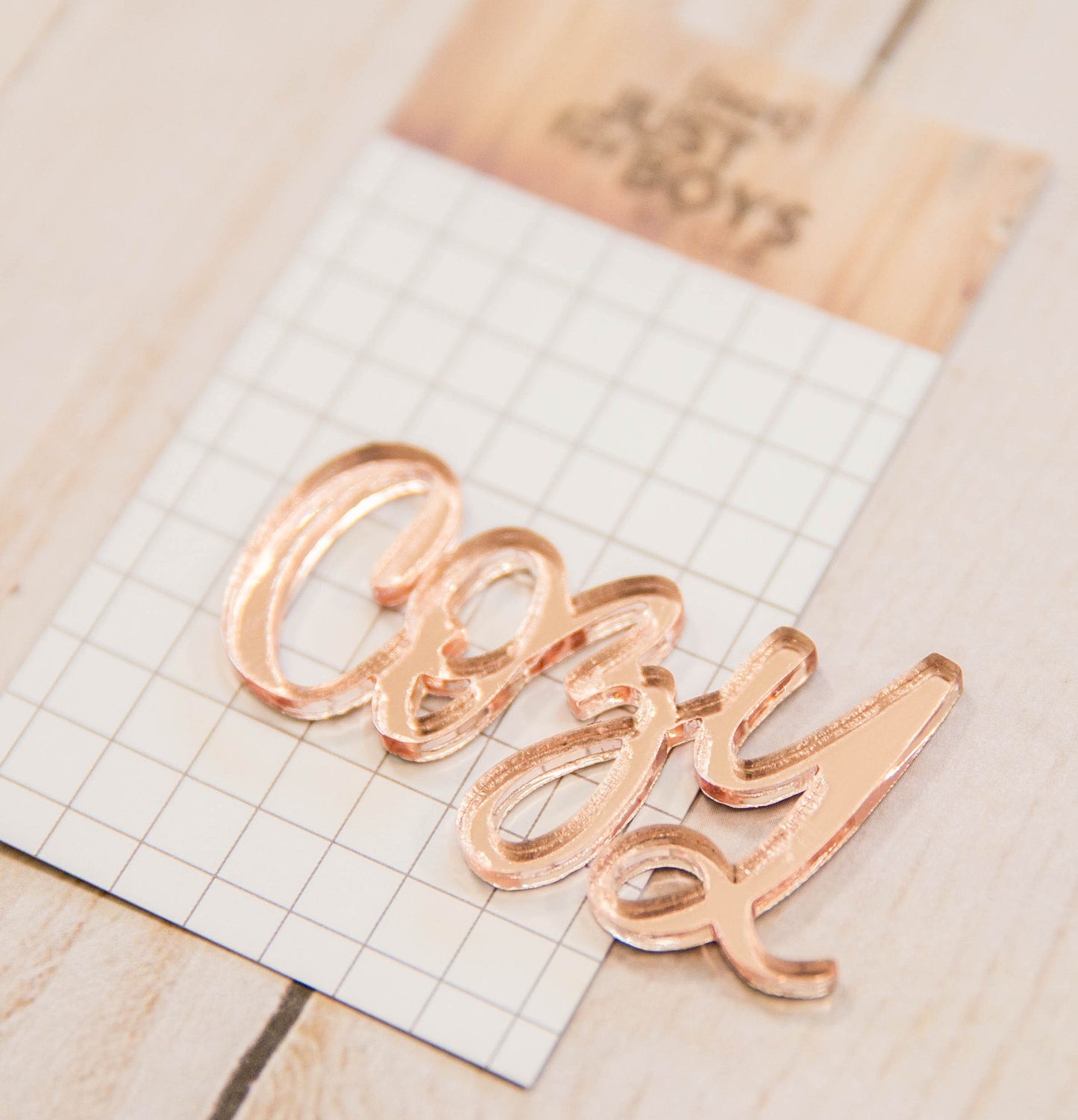 "Cozy" Acrylic Embellishment--JUST RESTOCKED!