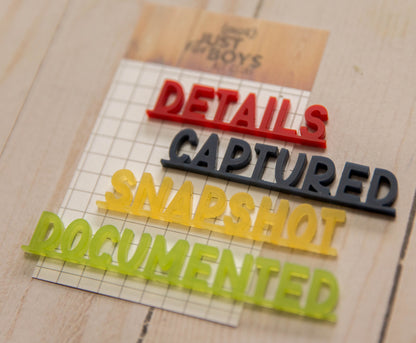 Ledger & Type Phrases Acrylic Embellishments