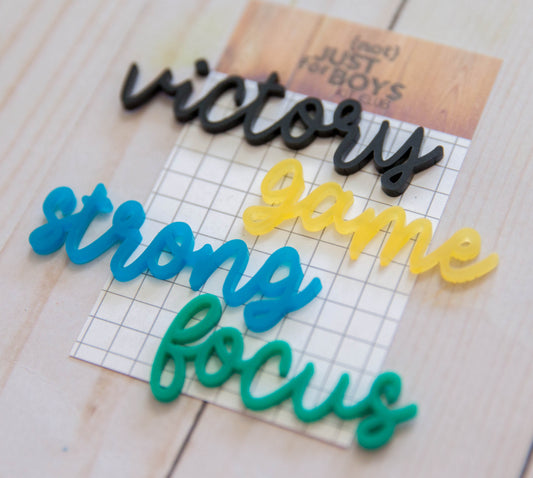 "Pixel Perfect" Word Acrylic Embellishments