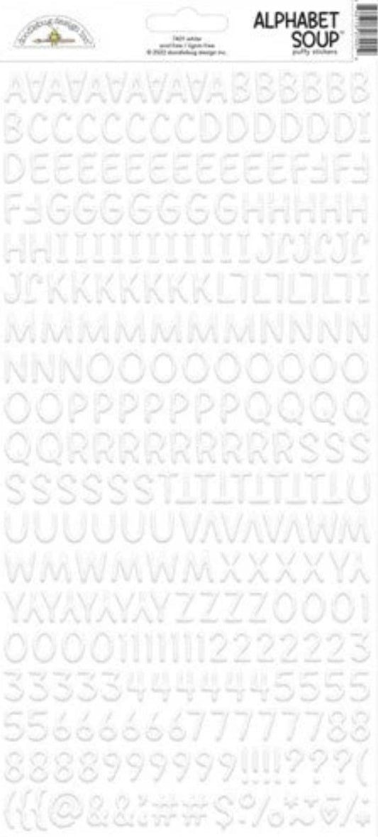 White Alphabet Soup Puffy Alpha Stickers