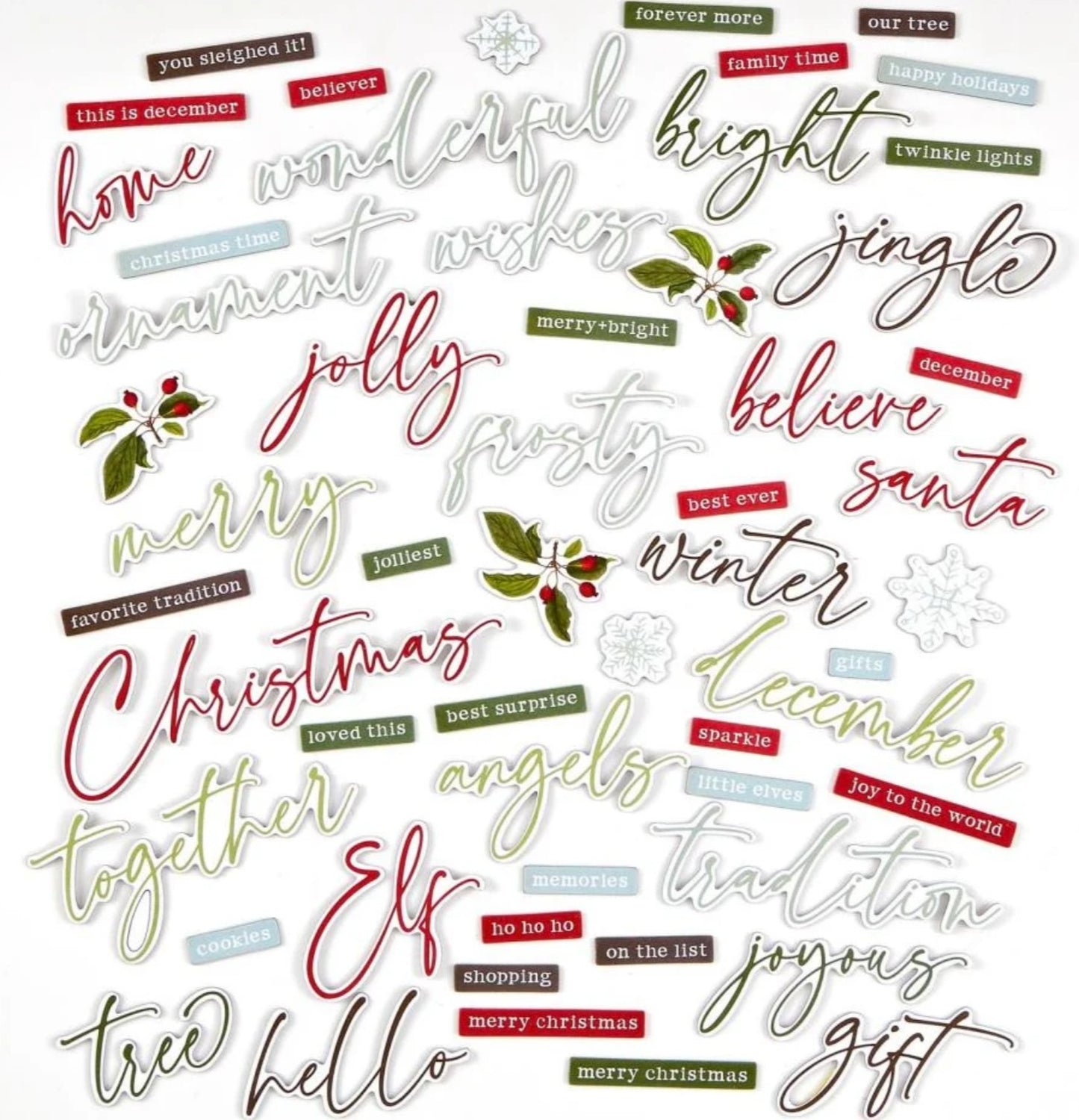"Evergreen Season" Chipboard Words