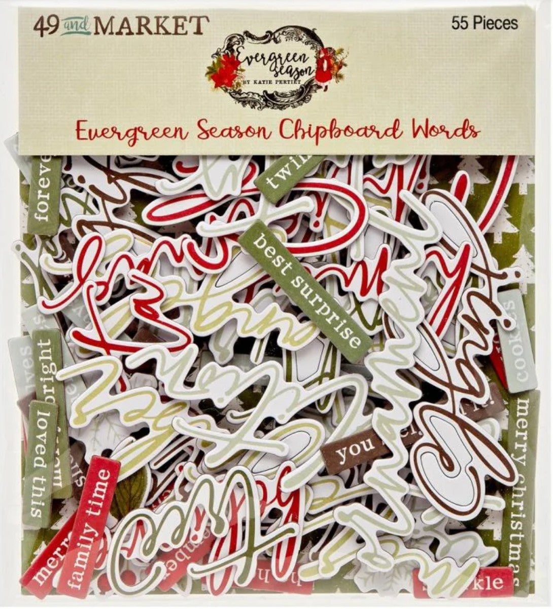"Evergreen Season" Chipboard Words