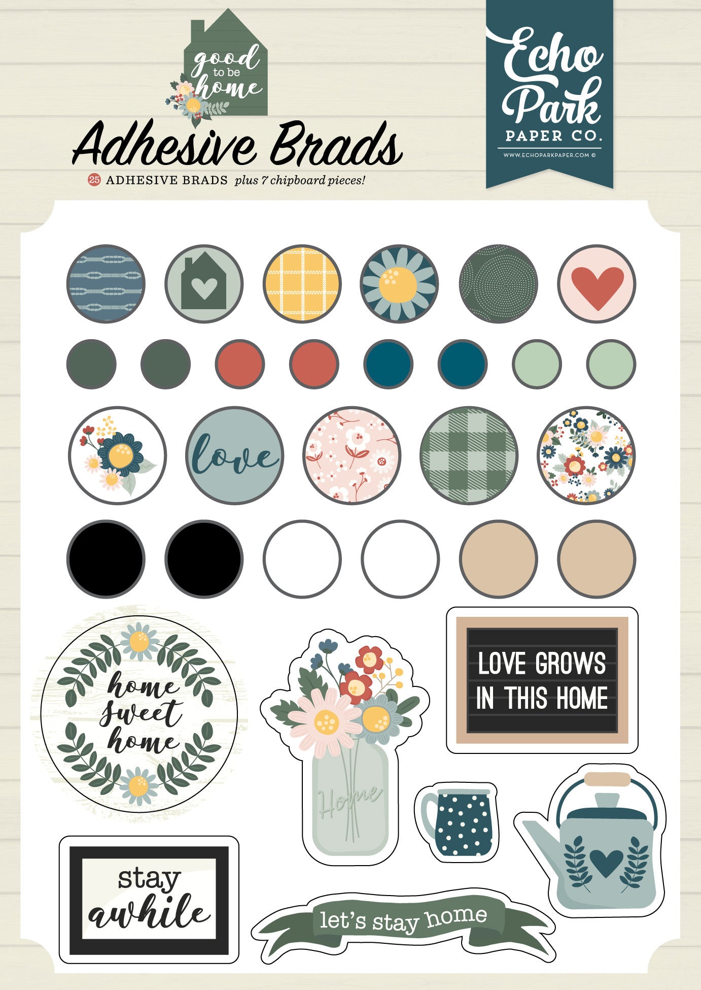 "Good to be Home" Adhesive Brads & Embellishments