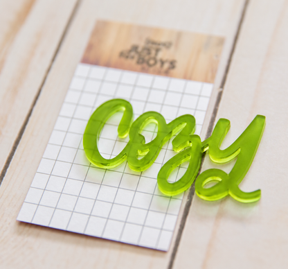 "Cozy" Word Acrylic Embellishment