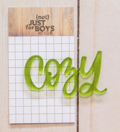 "Cozy" Word Acrylic Embellishment