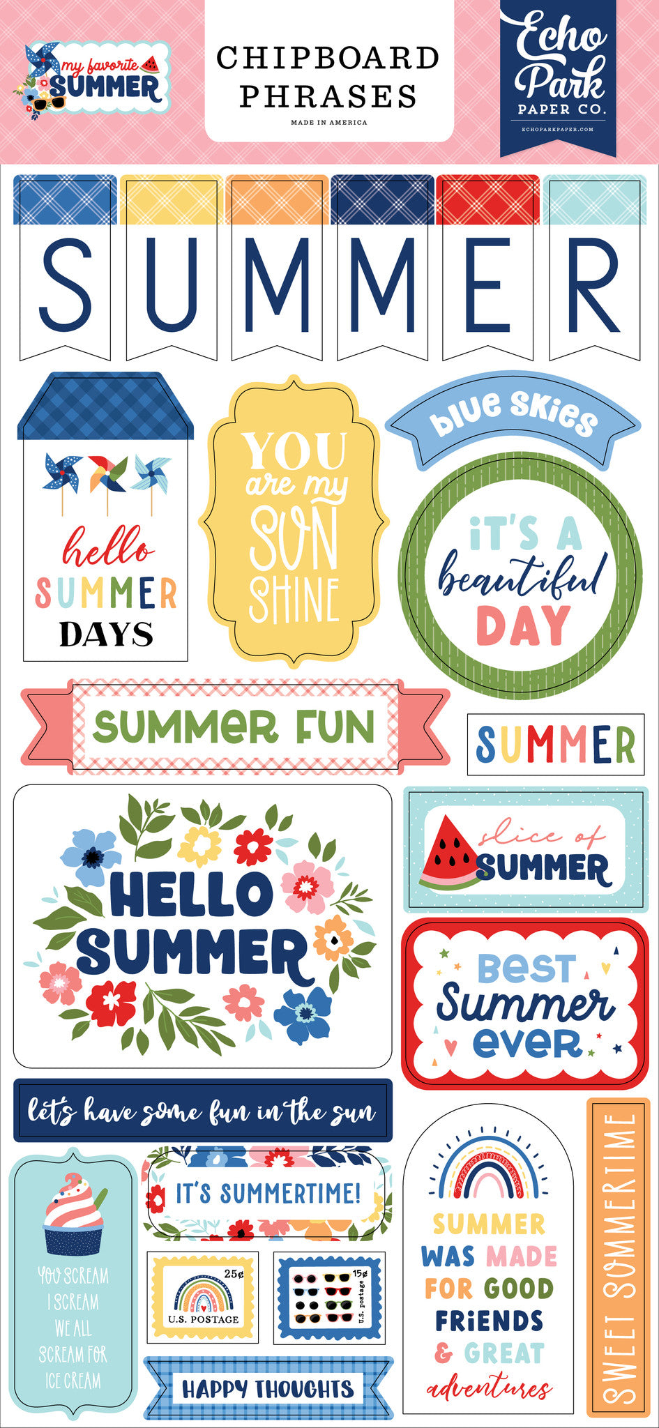 "My Favorite Summer" Chipboard Phrases