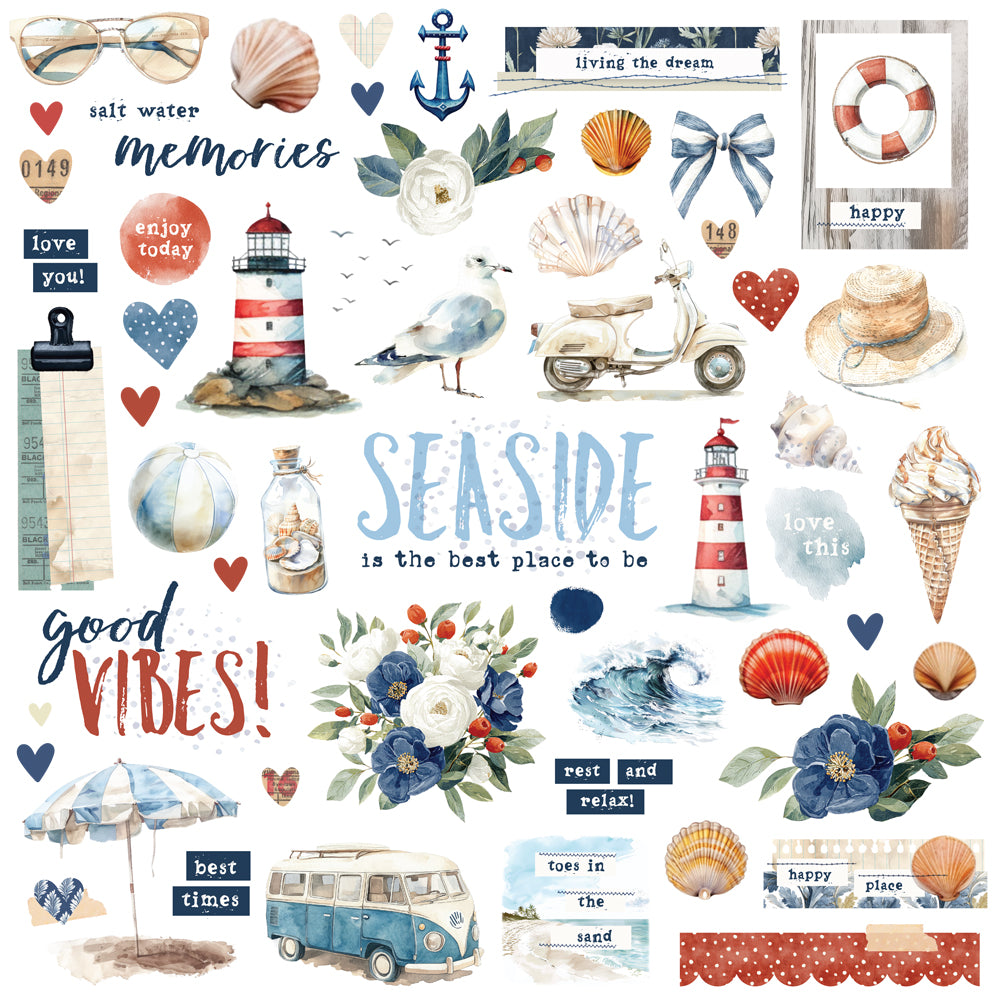 "Sand & Sea" Chipboard Pieces