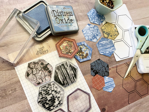 "Hexagon Textures" NJFB 4x6 Stamp Set
